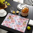 thumbnail image 3 of Pioneer Flower Floral Print Pattern Summer Placemats Table Placemats Set Of 6-Linen Kitchen Washable Placemats Table Mats 12x18 Inch Non-Slip Heat Resistant, 3 of 5