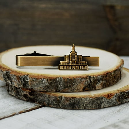 Deseret Peaks Utah Antique Gold Temple 2.25" Tieclip by Ringmasters
