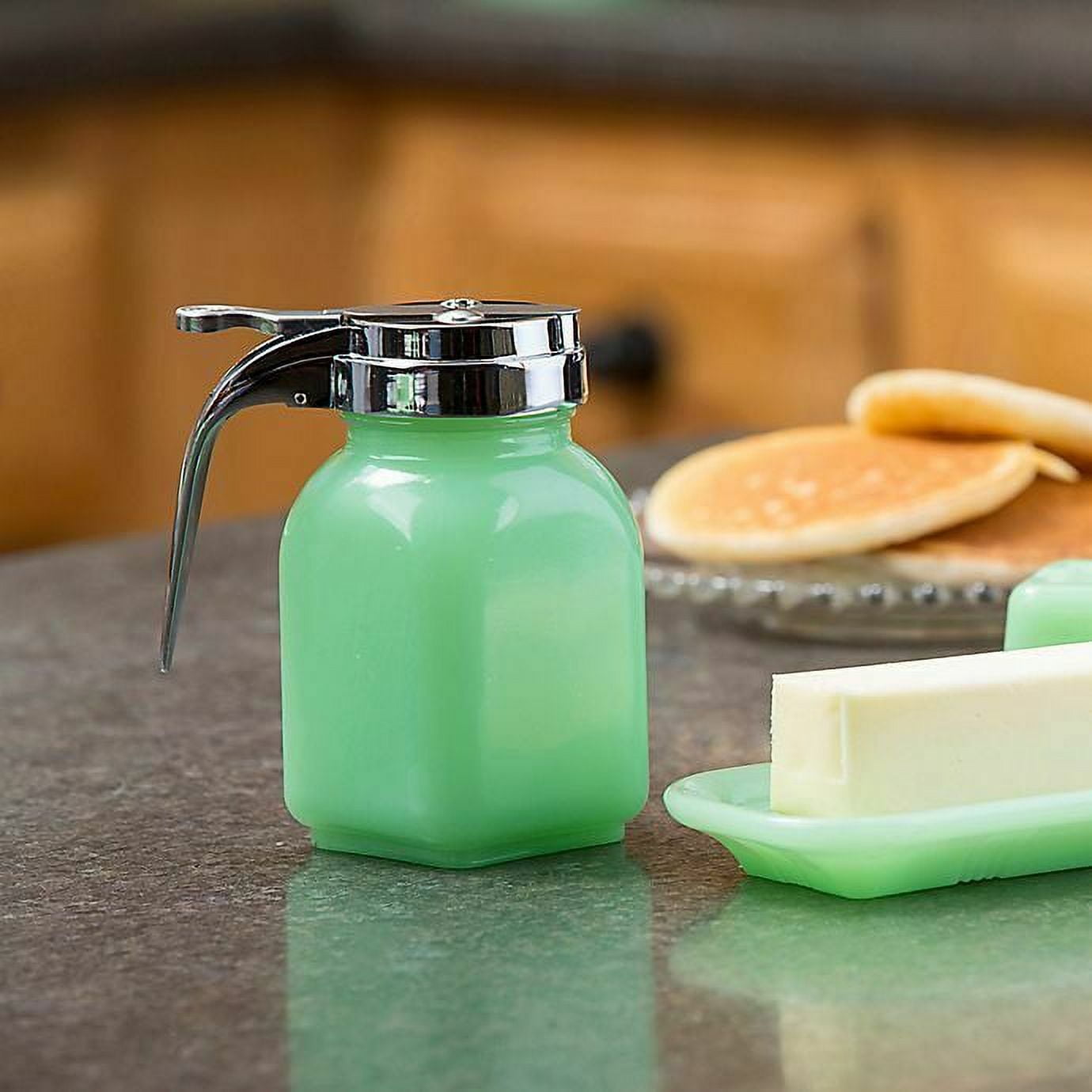 Tablecraft HJ1280 Syrup Dispenser with Metal Top, 6 oz, Green