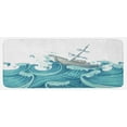 thumbnail image 1 of Nautical Kitchen Mat, Ship Being Tossed by Giant Ocean Waves Aquatic Old Vessel Sea Journey Illustration, Plush Decorative Kitchen Mat with Non Slip Backing, 47" X 19", Aqua Taupe, by Ambesonne, 1 of 1