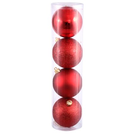 Vickerman 12" Wine 4-Finish Ball Ornament, 4 per Bag