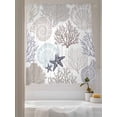 thumbnail image 3 of Coastal Ocean Sheer Curtains 2 Panels Set Starfish Shell Coral Modern Art Lihgt Filtering Rod Pocket Voile Drape, Semi Sheer Window Curtains for Bedroom Living Room, 52"x72", 3 of 5