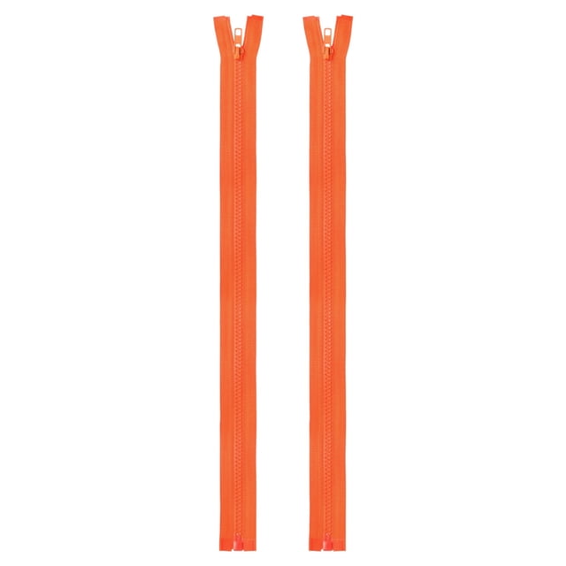 Uxcell 2Pcs Cremalleras de chaqueta de costura de 18 pulgadas, cremalleras de repuesto de resina para bolsa de manualidades, prendas de vestir, textil para el hogar, ropa, Rojo Naranja