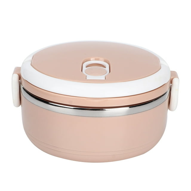 Dioche Lunch Box, Pink Portable Stainless Steel Thermal Insulated Rice Noddles Lunch Box Single Layer Food Container,Intimate Design, Labor-Saving And Safe