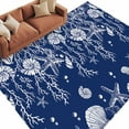 thumbnail image 3 of 8x10 Area Rugs, Navy Blue Coastal Non-Skid Rubber Backing Large Rectangle Rugs - Living Room Bedroom Home Office, Starfish Coral Ocean Conch Sea Nautical Indoor Floor Mat Carpets Washable Rug, 3 of 9