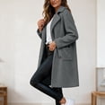 thumbnail image 2 of KICILVS Long Sherpa Jacket Women Fuzzy Button-Down Coat with Pockets Notched Collar Warm Winter Outerwear for Casual, 2 of 7