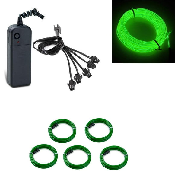 ABALDI EL Wire Neon Light Portable Battery Powered Electroluminescent Wire Pack Drivers High Brightness for Xmas Party Decoration(5x1m,Green)