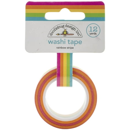 Doodlebug Washi Tape 15mm X 12yd - Rainbow Stripe (Best Tape For Painting Stripes)