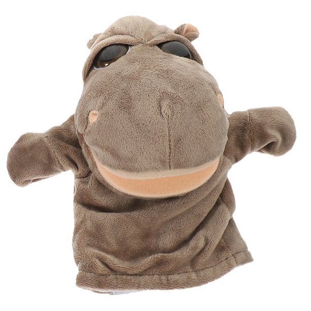 Marioneta de mano de hipopótamo: peluche suave, juguete interactivo educativo para niños, juegos, teatros, color marrón.