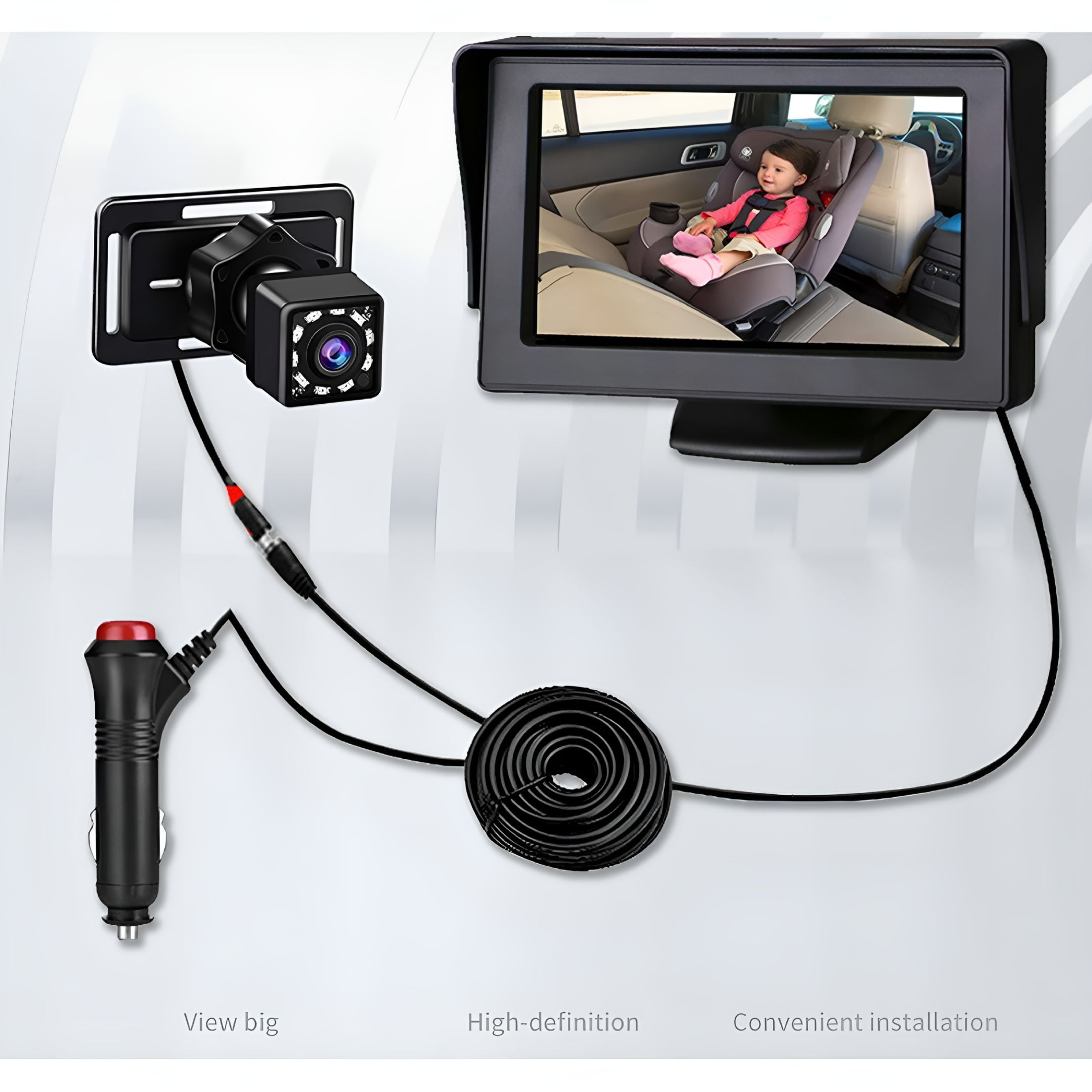 GJX 2026 New Baby Car 1080P 4.3 in Baby Car Camera Night Car Seat Cameras,Black Remote Cable Life Must Haves Car Backup Bike Rear View Cameras with Mount for Cars,Trucks,Suvs Bikes