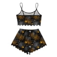thumbnail image 5 of WTOBBY Women's Retro Floral Print Halloween Pajama Set Sleeveless Adjustable Strap Vest & Elastic Waist Shorts Two-Piece Comfy Sleepwear Lounge Home Wear,BR L, 5 of 5