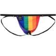 thumbnail image 3 of TANBOM Men's Double Thong Sexy Underwear Creative Design Fashionable Comfort Polyamide Fabric Rainbow Green L, 3 of 6