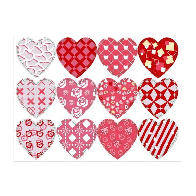 D4DREAM Valentines Heart Stickers for Kids 216pcs Valentines Day Heart Labels Sticker for Envelopes, Cards, Scrapbooking, Valentine's Decorations
