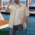thumbnail image 2 of LIaqionyy Short Sleeve Button down Shirts for Men Casual Summer Collar Solid Color Beach Shirt with Pocket, 2 of 7
