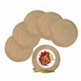 thumbnail image 3 of 6 round non-slip heat-resistant decorative woven placemats for home cafe, khaki 11.8in, 3 of 5