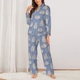 thumbnail image 2 of Fotbe Cute Fat Cat Pattern Long Sleeve Pajama Set for Women,Sleepwear Set,2-piece Loungewear Set,Soft PJs Comfy Nightwear with Pockets -, 2 of 7