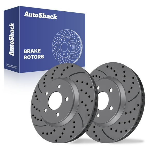 AutoShack Front Vented Drilled & Slotted Coated Brake Rotors Black Matte Finish 2-PC Set Replacement for 2004-2012 Chevrolet Malibu 2005-2010 Pontiac G6 2006 Pontiac G4 BlackShield 11.65" (295.8 mm)
