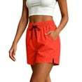 thumbnail image 6 of Shorts Women Trendy Quick Dry Shorts for Womens Summer Cooling Lightweight Shorts Elastic Waist Fitness Sports Bottoms Orange L, 6 of 7