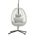 thumbnail image 3 of LHBcraft Indoor/Outdoor Wicker Swing Egg Chair Hammock Hanging Chair Nest Basket with Stand, UV Resistant Removable & Washable Cushions,350LB Capacity for Bedroom, Balcony and Garden (BE-LG), 3 of 7
