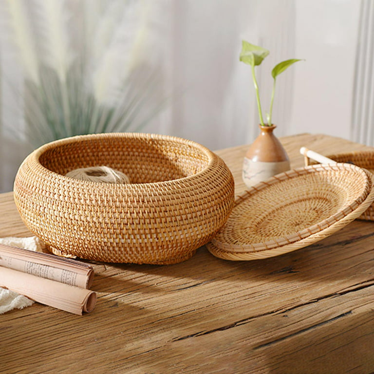 Cute Small Rattan Basket, Handmade Round Basket, Storage Baskets