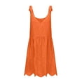 thumbnail image 6 of Plus Size Summer Women Dresses Solid Color V-neck Sleeveless Lace Shoulder Strap Hollow Out Embroidery Waist Dress, 6 of 7