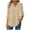 Khaki, variant on Wensltd Women's Long Sleeve Shirt Button-Up V-Neck Solid Color Spring Fall Top for Office Work