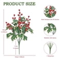 thumbnail image 2 of 5 Pack Christmas Artificial Green Branches with Red Berry Stems- Faux Evergreen Cypress Leaves Stems- Fake Foliage Green Leaves Berries Picks for DIY Craft Garland Home Decor, 2 of 5