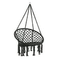 thumbnail image 5 of Hammock Chair Macrame Swing, Room Decor Handmade Knitted Hanging Cotton Rope Chair for Bedroom Living Room Patio Deck Yard, White/Black/Gray, 5 of 7