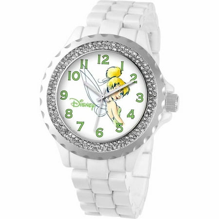 Disney Tinker Bell Women's Enamel Watch, White Bracelet