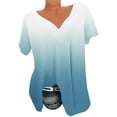 thumbnail image 4 of cocolona Women's Summer Plus Size Tops V Neck Short Sleeve Printed Pleated Shirts Casual Loose T Shirts Tunics Blouses on Clearance, 4 of 5