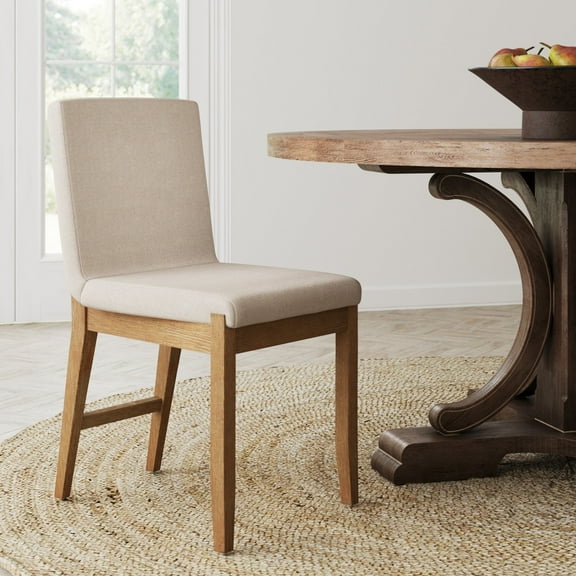 Nathan James Gracie Modern Dining Chair, Upholstered Accent Dining Chair in Natural Flax/Brown
