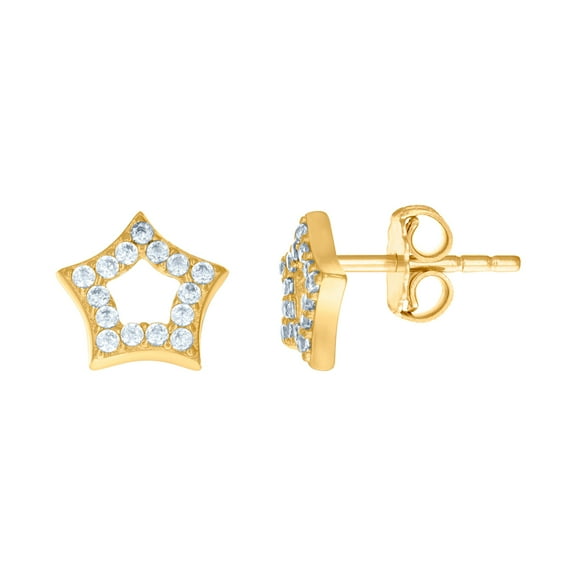 14k Yellow Gold Womens Cubic Zirconia Star Fashion Stud Earrings 7.9x7.7mm Wide Stud Earring for Women