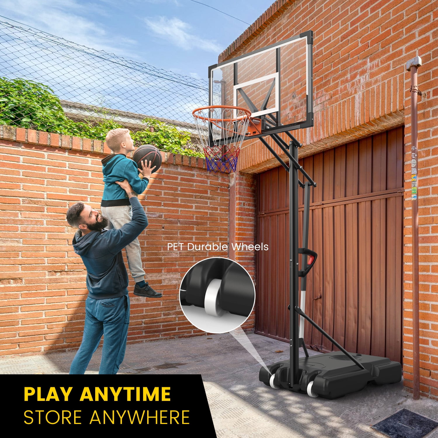 Bexfil  Portable Adjustable Basketball Hoop 5.25-10ft with 44" Backboard for Kids, Teens, Adults, New