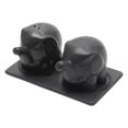 thumbnail image 3 of NOVICA Ceramic salt and pepper set, 'Eager Elephants in Black', 3 of 6