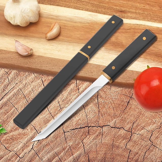 Camping Meat Cutting Knife | Stainless Steel Blade & Wooden Ergonomic Handle | Multipurpose Outdoor Portable Fruit Slicing Tool with Sheath | Compact Durable Design