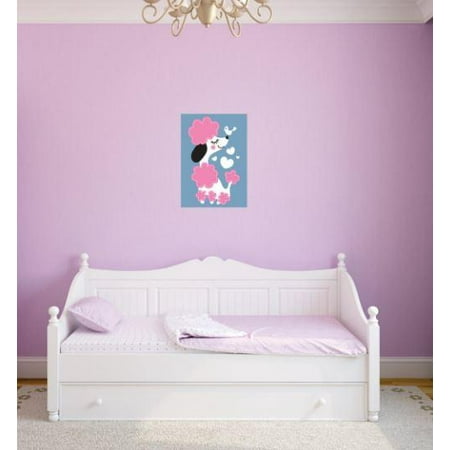 Vinyl Wall Decal Sticker Pink Dog Cute Poodle Girl Kids Teen Bedroom Bathroom Living Room Picture Art Peel Stick Mural Size 10 Inches X 15 Inches