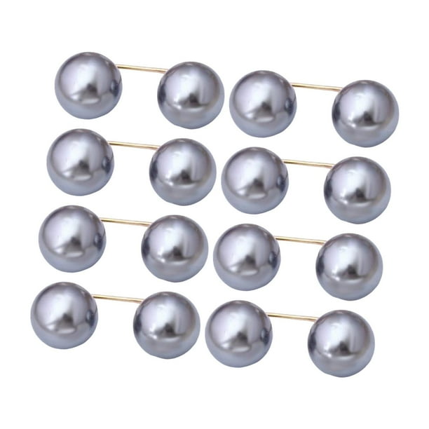 8 broches decorativos de perlas artificiales, clips para chales que evitan la exposición. Gris