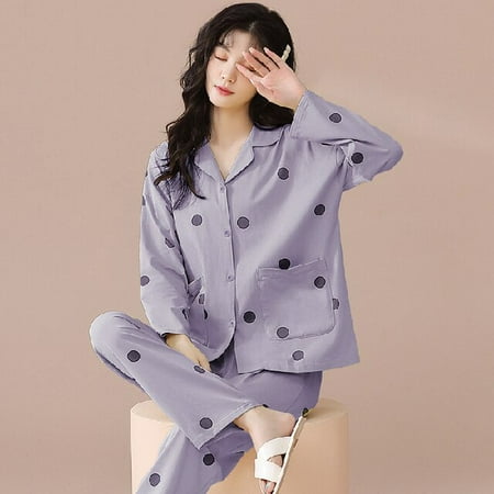 

DanceeMangoo New Cotton Pajama Sets Womens Sleepwear Tops Long Pyjamas Set Spring Autumn Homewear Women Casual Sleepwear Nightwear