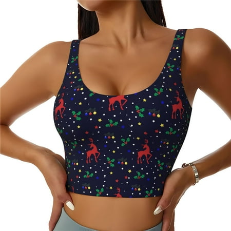 Matuu Christmas Deer for Women s Sports Bra - Soft  Comfortable and Breathable Sports Vest for Yoga  Fitness  and Dance-Large