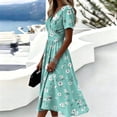 thumbnail image 5 of Maxi Dresses for Women Crossover Wrap V Neck Short Sleeve Summer Dress Elastic High Waist A-Line Casual Party Work Dress, 5 of 7