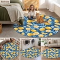 thumbnail image 6 of Summer Fruit Round Area Rugs 3 ft, Watercolor Lemon Cute Frangipani Blue Leaves Rustic Washable Small Area Rug with Non-Slip Sturdy Edge Binding Round Front Door Mat Floor Carpet for Entryway, 6 of 9