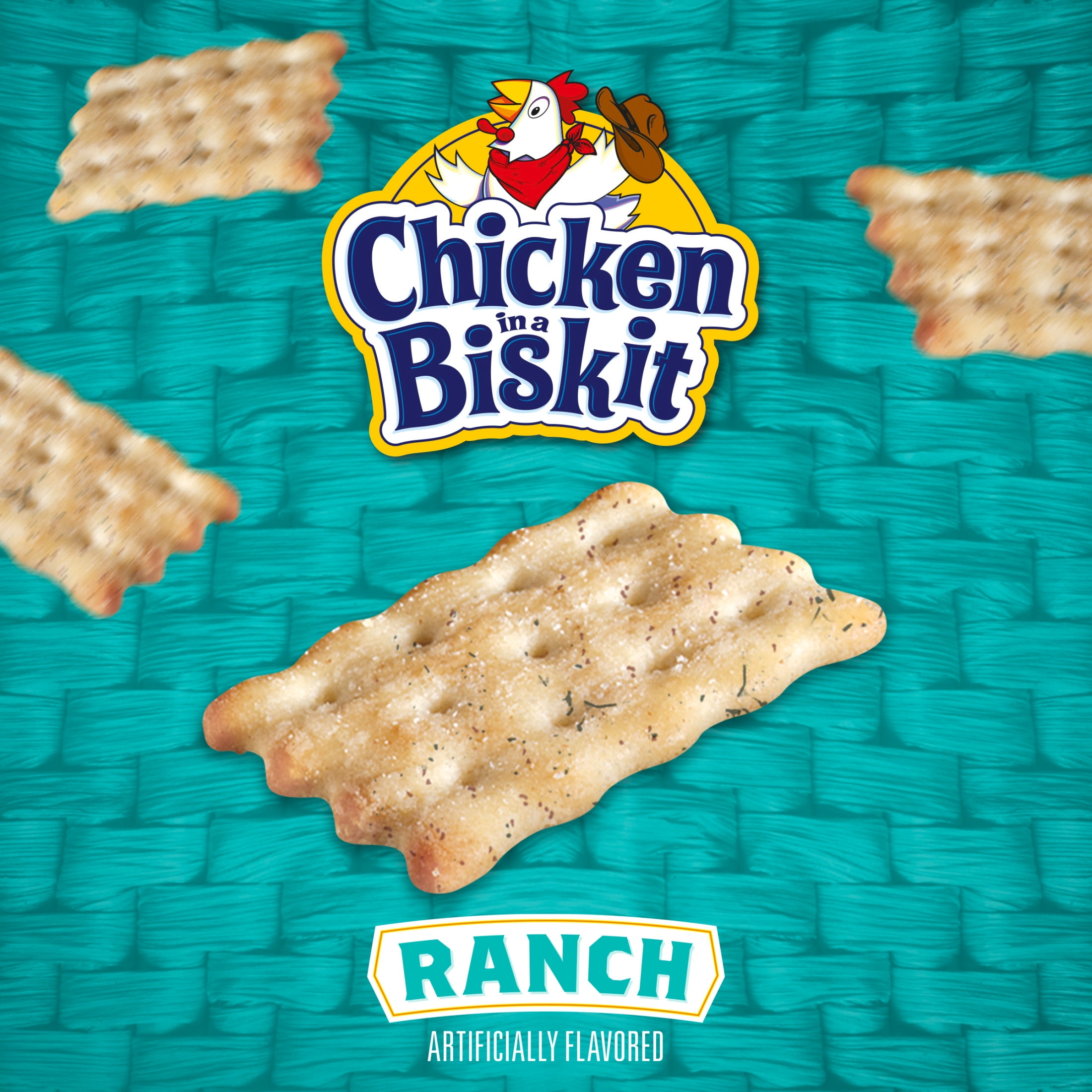 (3 pack) CHICKEN IN A BISKIT Ranch Baked Snack Crackers, Lunch Snacks, 7.5 oz
