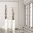 thumbnail image 3 of White Tall Rectangular Wooden Modern Floor Vase - Sleek Contemporary Decor Accent for Living Room, Bedroom, Hallway and Entryway - Handcrafted Decorative Display Piece with Elegant Design, Set of 2, 3 of 7