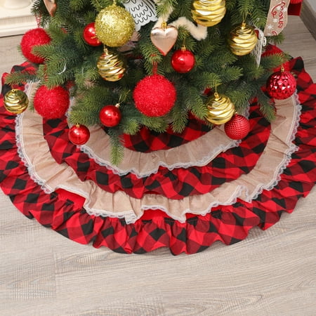 

Tarmeek Fall Decor Christmas Premium Christmas Plaid Lace Tree Skirt Christmas Tree Decorations With Home Decorations Nightmare Before Christmas for Christmas Halloween