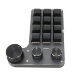 One Handed Macro Mechanical Keyboard, 12 Key 3 Knob Waterproof Dustproof Volume Control Mechanical Keyboard Red Switch Comfortable Touch Multifunctional