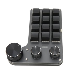 One Handed Clavier mécanique macro, 12 Clé 3 Knob étanche Contrôle du volume anti-poussières Clavier mécanique Red Switch Confortable Touch multifonctionnel