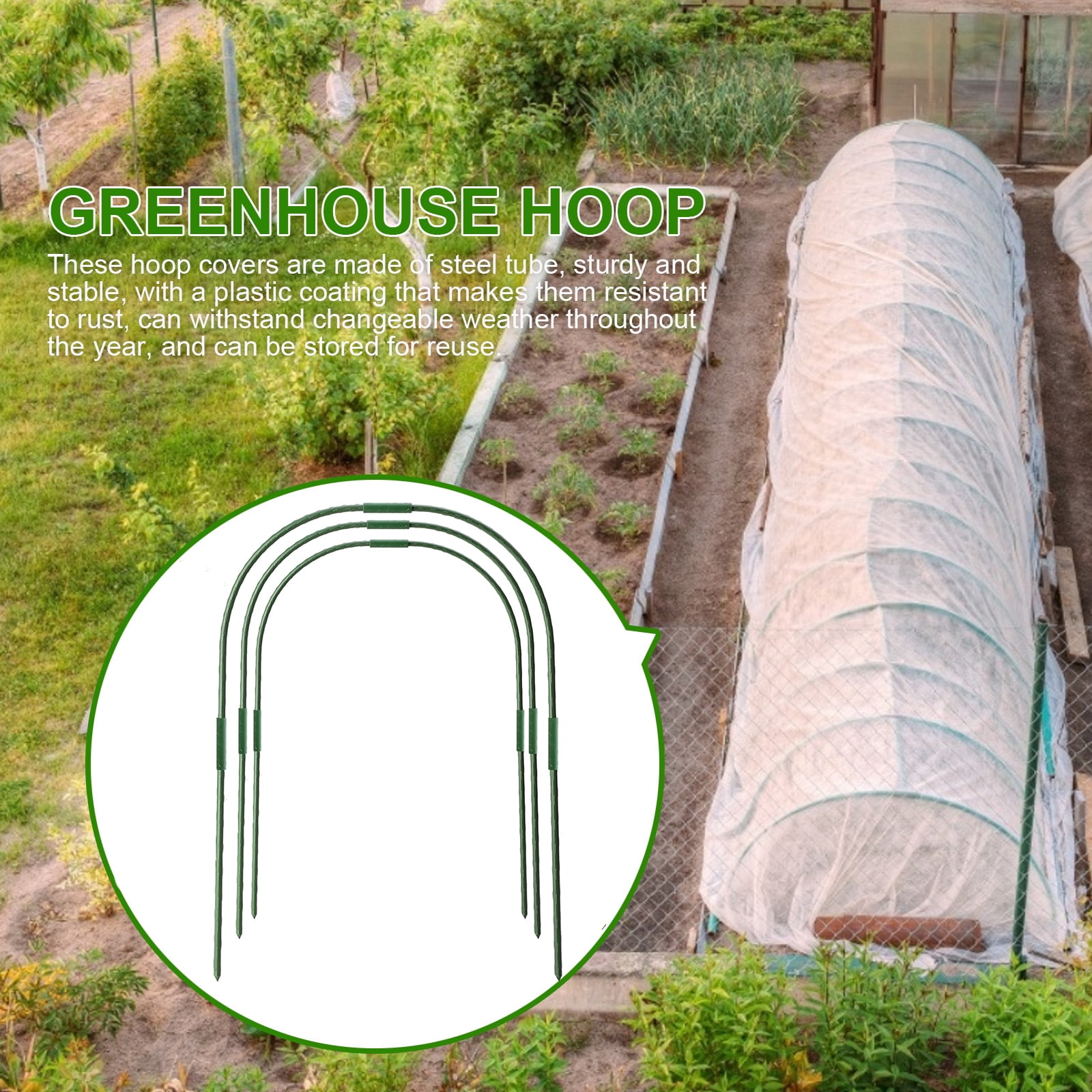 6x Greenhouse Plant Bend Hoop Grow Garden Tunnel Hoop Frame Support Garden Tools 