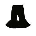 thumbnail image 2 of Kids Girl Pants, Ruffle Trousers, Solid Color Velvet Keep Warm Winter Fall High Waist Clothes, 2 of 5