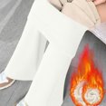thumbnail image 7 of Flared Leggings for Girls with Sherpa Plush Lining Thick Stretch Bell Bottom Winter Pants High Waisted Trouser (130, White), 7 of 7