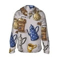 thumbnail image 3 of Uemuo Antique Vintage Teapot Coffee Grinder Pattern Women's Full Zip UPF 50+ Sun Protection Hoodie Jacket Long Sleeve Sun Shirt Hiking Outdoor Performance with Pockets-Medium, 3 of 9